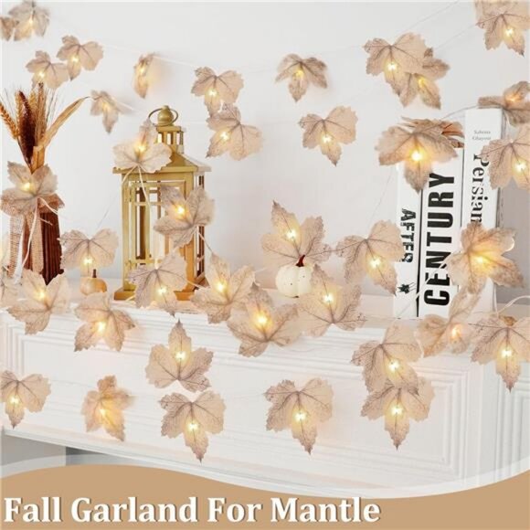 6 Pack & 120 LED Lights, Fall Garland Fall Decorations for Home, Total 39Ft - Picture 5 of 7